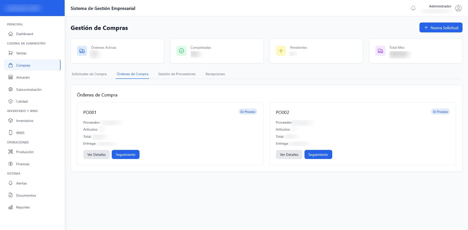 ERP Dashboard Principal